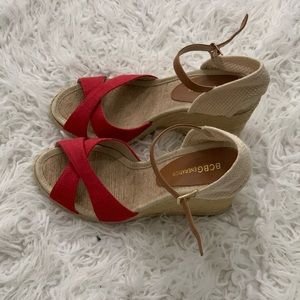Bcbg generation red espadrille wedges NWOT